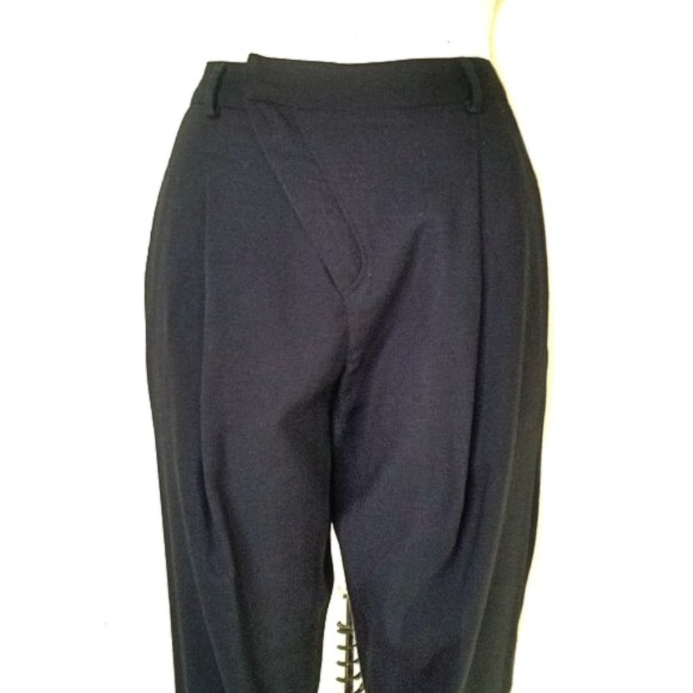 Helmut Lang Cross Front Pants Black Wool Blend